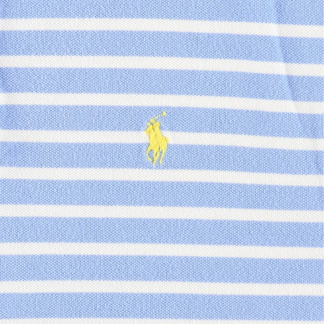 Ralph Lauren POLO RALPH LAUREN Short Sleeve Striped Polo Shirt Men's Size L cotton Blue type light blue Vintage Second Hand