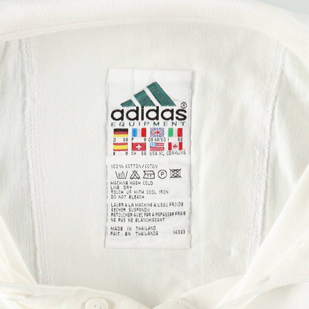 Adidas short sleeve polo shirt, men's XL size cotton white type Vintage Second Hand