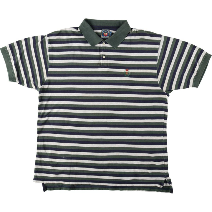 Ralph Lauren CHAPS Multi-stripe Short-Sleeve Polo Shirt, Men's Size L (approx.) cotton green type Vintage Second Hand