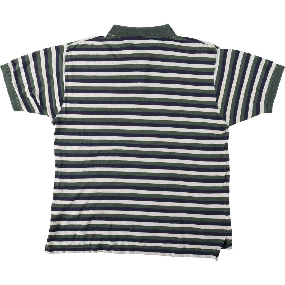Ralph Lauren CHAPS Multi-stripe Short-Sleeve Polo Shirt, Men's Size L (approx.) cotton green type Vintage Second Hand