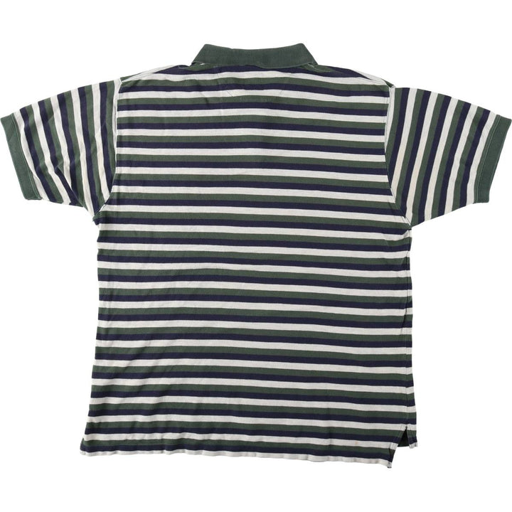 Ralph Lauren CHAPS Multi-stripe Short-Sleeve Polo Shirt, Men's Size L (approx.) cotton green type Vintage Second Hand