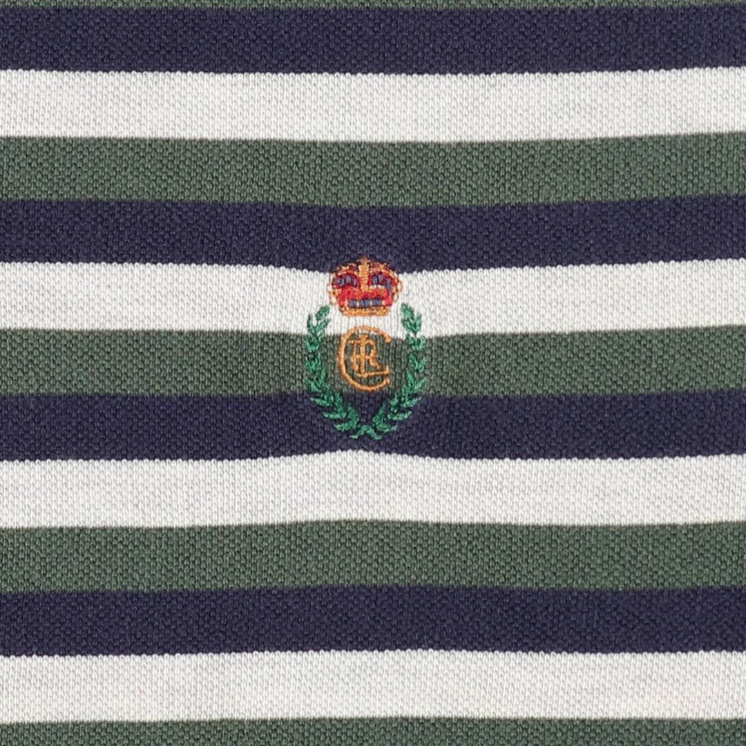 Ralph Lauren CHAPS Multi-stripe Short-Sleeve Polo Shirt, Men's Size L (approx.) cotton green type Vintage Second Hand