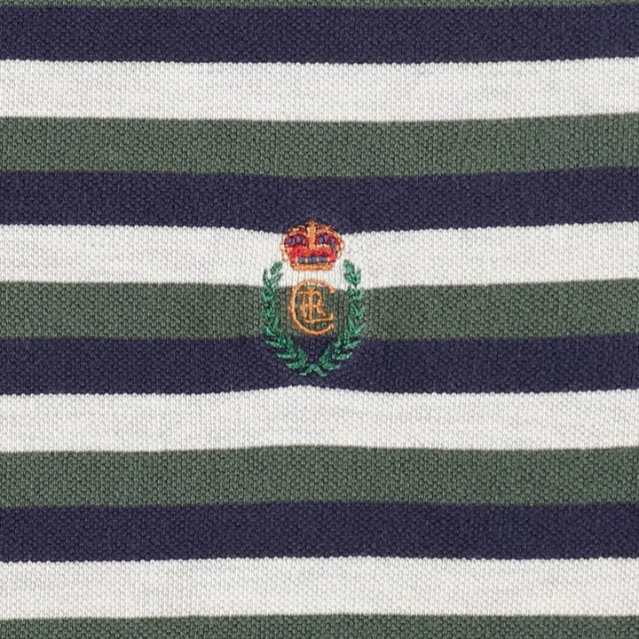 Ralph Lauren CHAPS Multi-stripe Short-Sleeve Polo Shirt, Men's Size L (approx.) cotton green type Vintage Second Hand