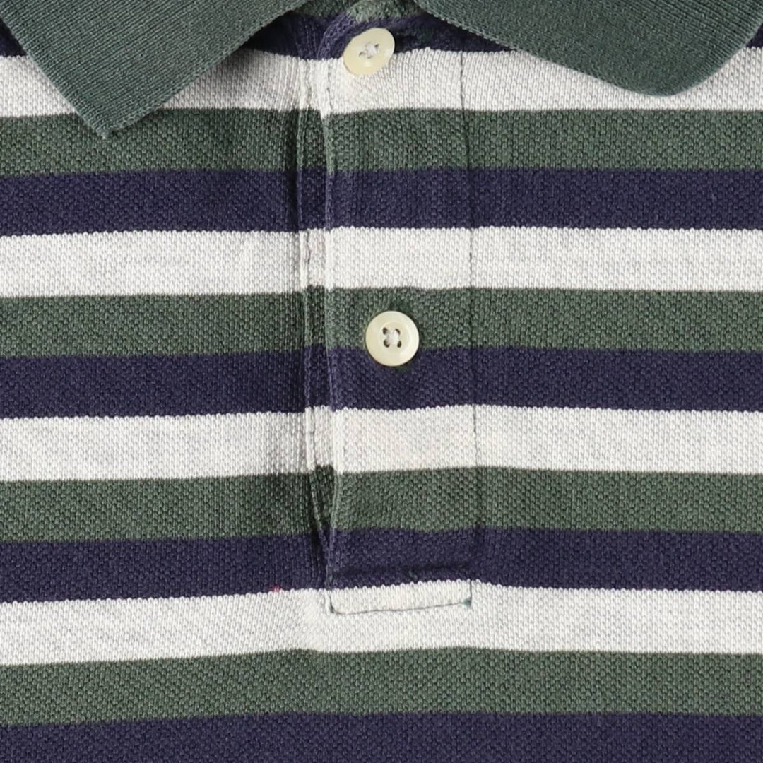 Ralph Lauren CHAPS Multi-stripe Short-Sleeve Polo Shirt, Men's Size L (approx.) cotton green type Vintage Second Hand