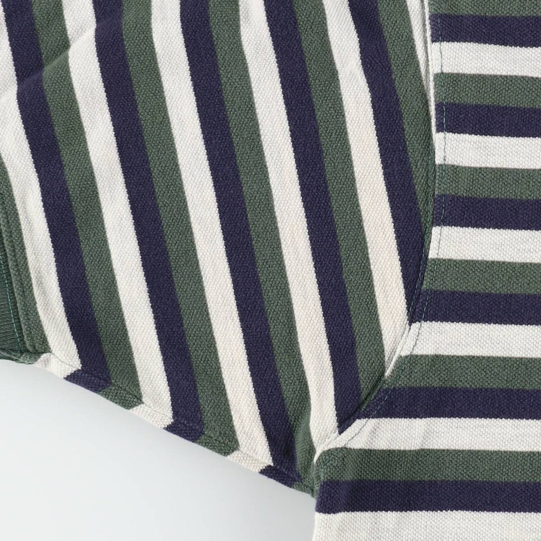 Ralph Lauren CHAPS Multi-stripe Short-Sleeve Polo Shirt, Men's Size L (approx.) cotton green type Vintage Second Hand