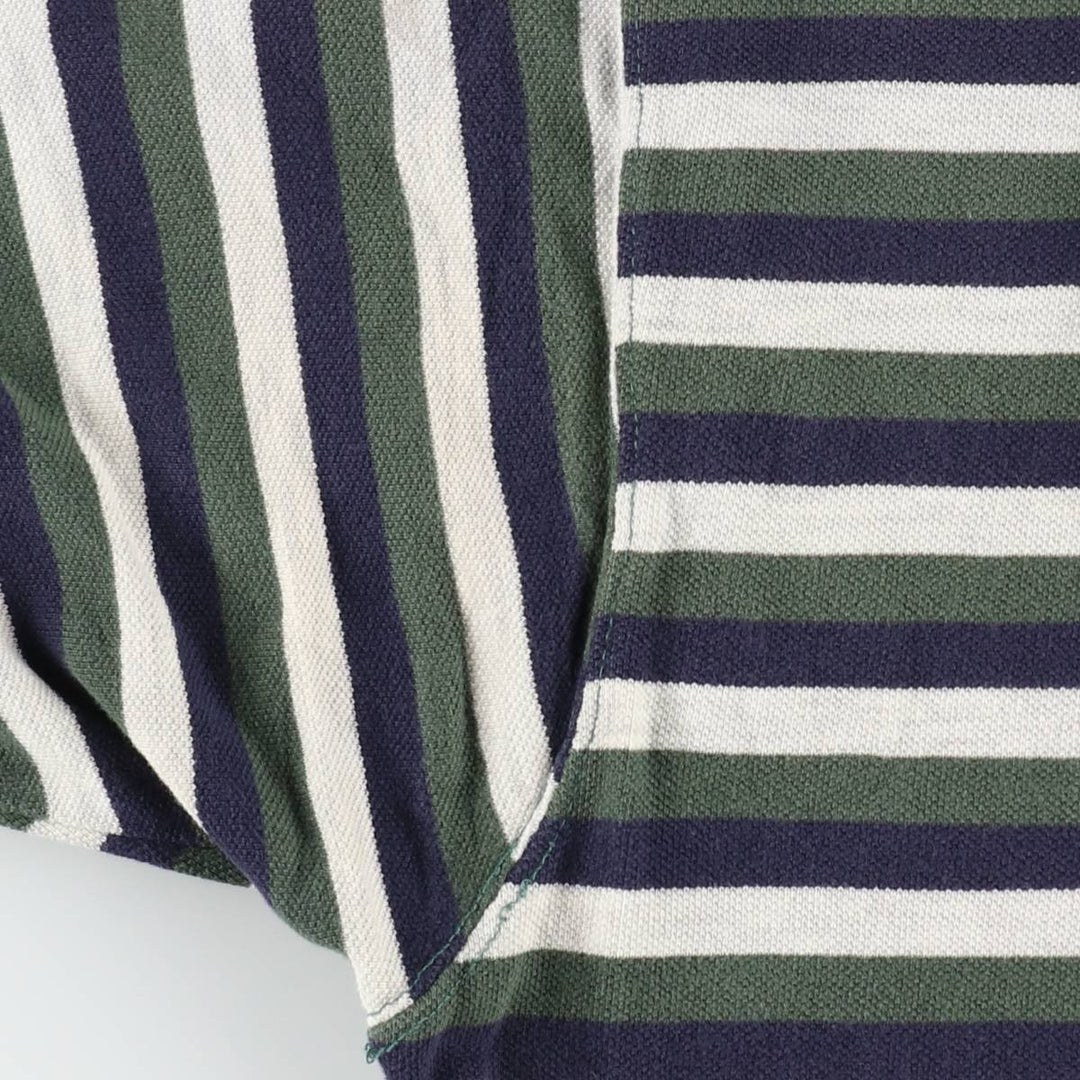 Ralph Lauren CHAPS Multi-stripe Short-Sleeve Polo Shirt, Men's Size L (approx.) cotton green type Vintage Second Hand