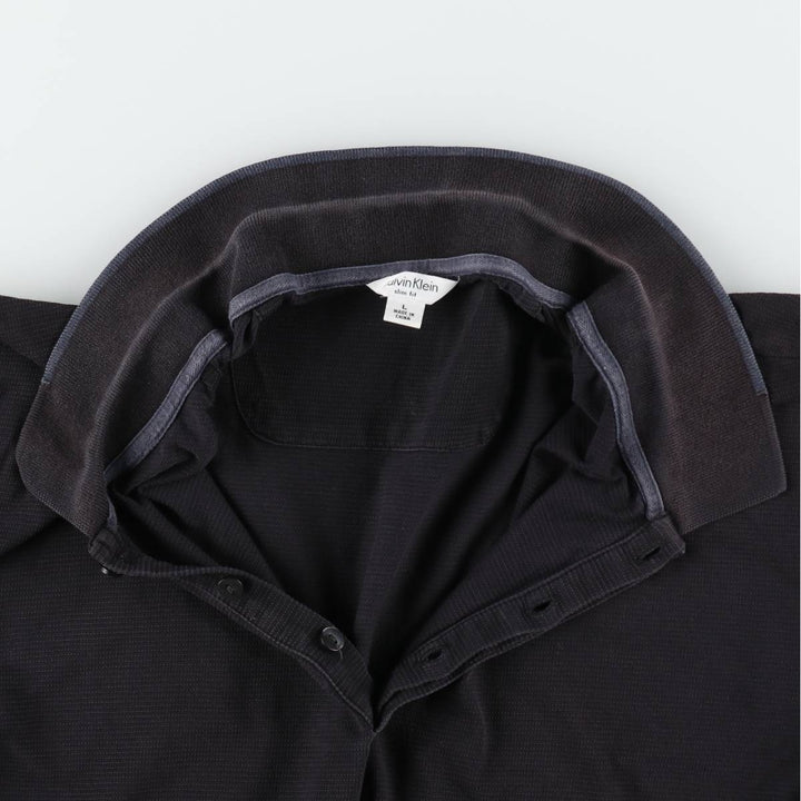 Calvin Klein SLIM FIT Short-Sleeve Polo Shirt, Men's Size L (approx.) cotton black type Vintage Second Hand