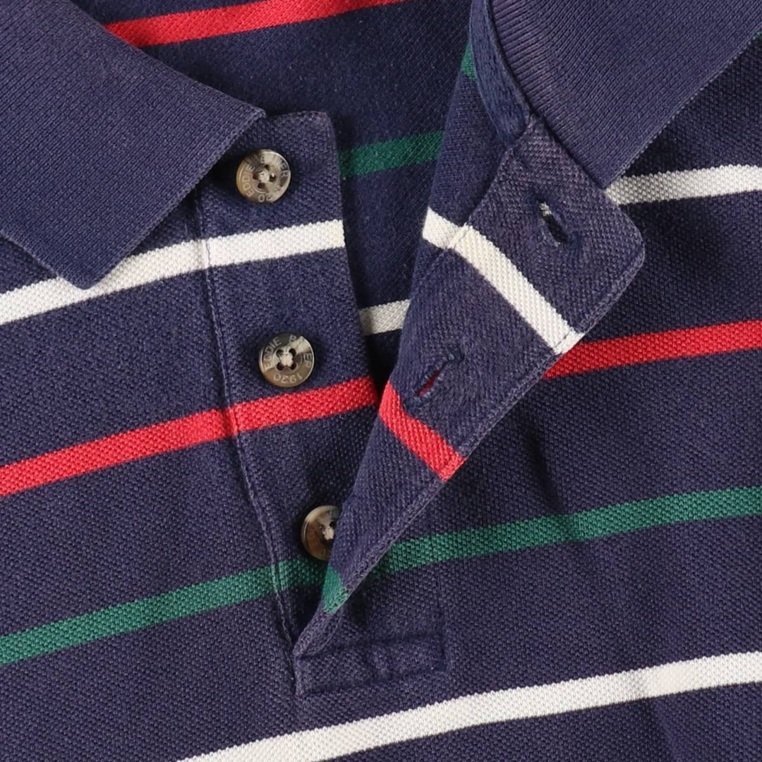 Eddie Bauer Multi-stripe Short-Sleeve Polo Shirt, Men's Size XL (approx.) cotton navy blue type Vintage Second Hand