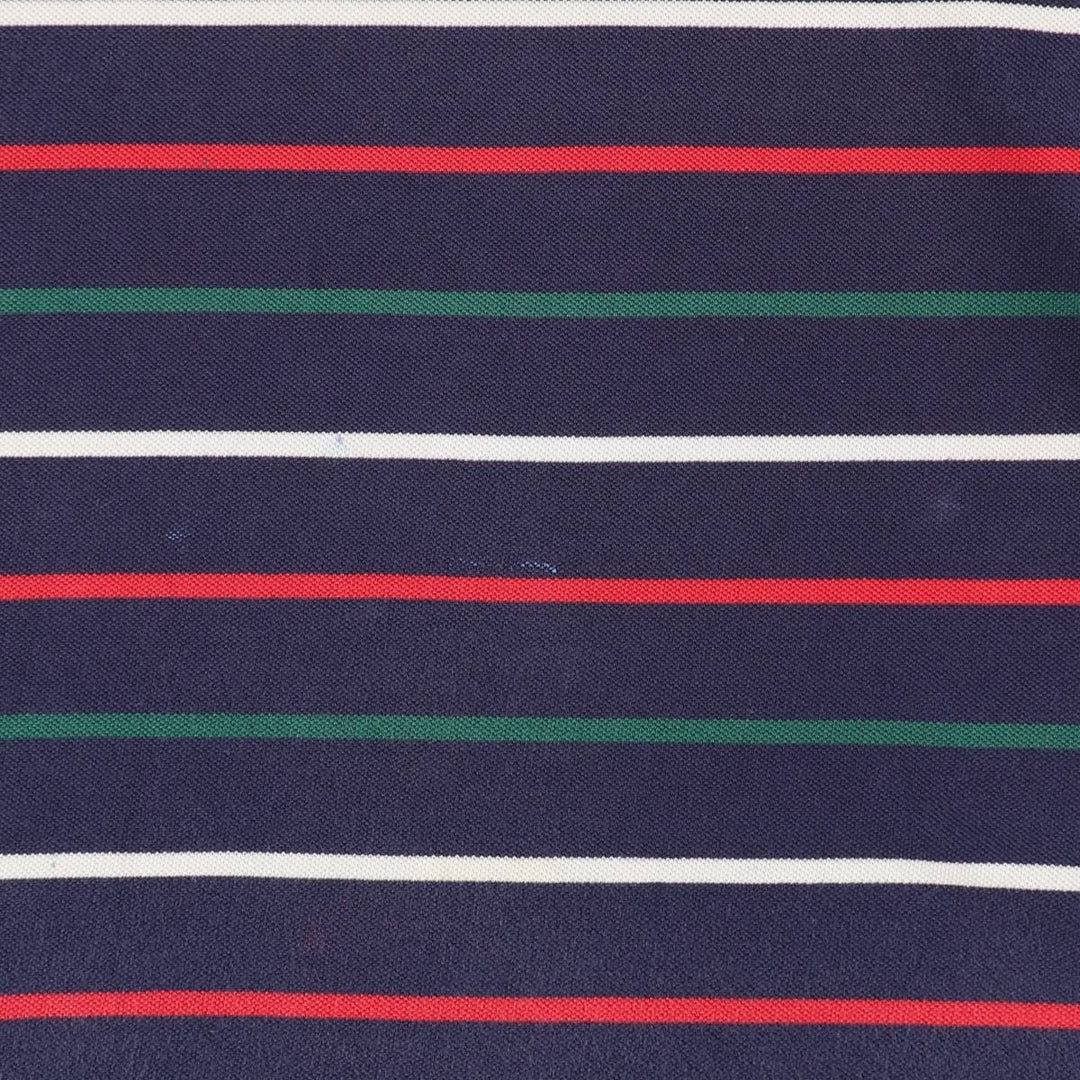 Eddie Bauer Multi-stripe Short-Sleeve Polo Shirt, Men's Size XL (approx.) cotton navy blue type Vintage Second Hand