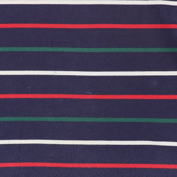 Eddie Bauer Multi-stripe Short-Sleeve Polo Shirt, Men's Size XL (approx.) cotton navy blue type Vintage Second Hand