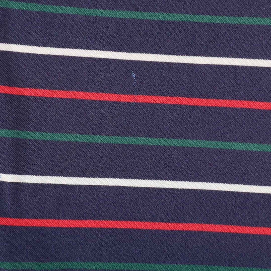 Eddie Bauer Multi-stripe Short-Sleeve Polo Shirt, Men's Size XL (approx.) cotton navy blue type Vintage Second Hand