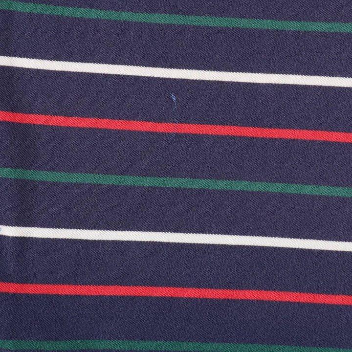 Eddie Bauer Multi-stripe Short-Sleeve Polo Shirt, Men's Size XL (approx.) cotton navy blue type Vintage Second Hand