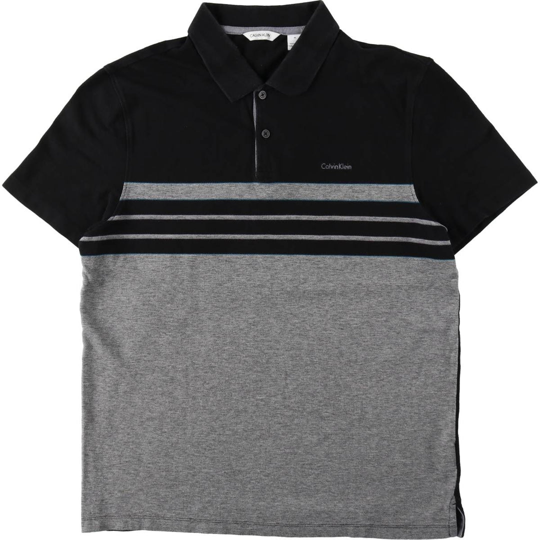 Calvin Klein short-sleeved polo shirt, men's size M (approx.) cotton black type Vintage Second Hand