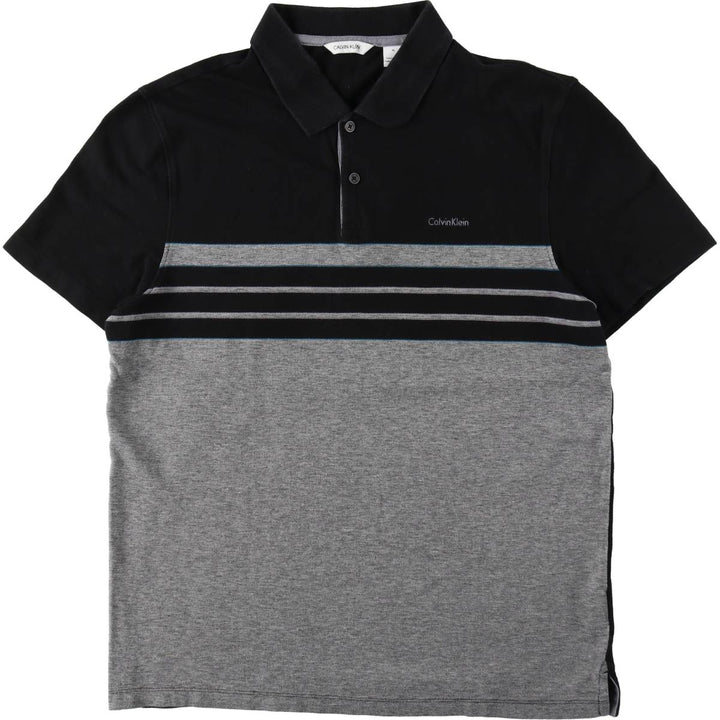 Calvin Klein short-sleeved polo shirt, men's size M (approx.) cotton black type Vintage Second Hand