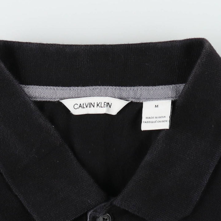 Calvin Klein short-sleeved polo shirt, men's size M (approx.) cotton black type Vintage Second Hand