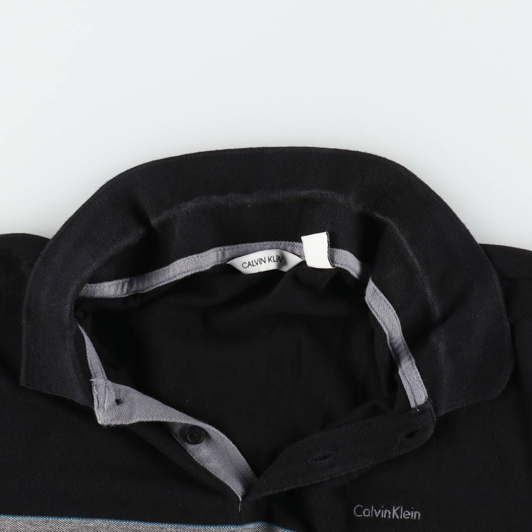 Calvin Klein short-sleeved polo shirt, men's size M (approx.) cotton black type Vintage Second Hand