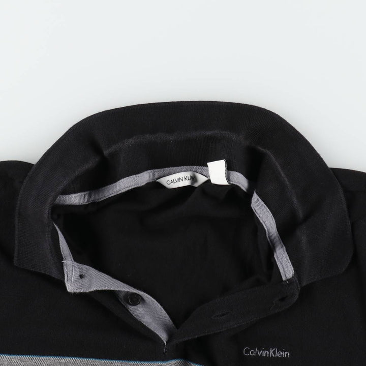 Calvin Klein short-sleeved polo shirt, men's size M (approx.) cotton black type Vintage Second Hand