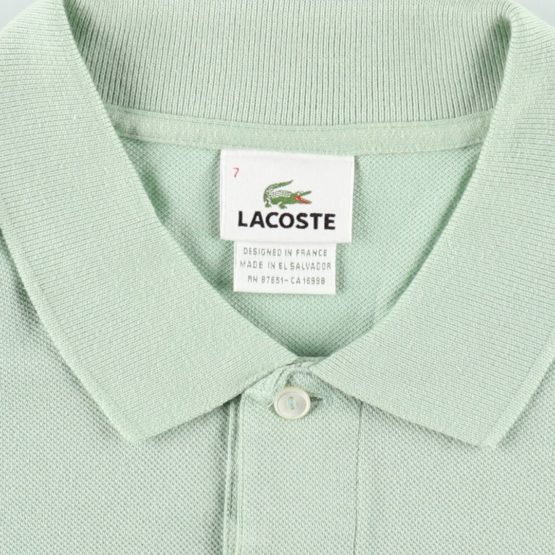 Lacoste (LACOSTE) French design short-sleeved polo shirt, made in El Salvador, size 7 (equivalent to men's XXL). cotton Mint green Vintage Second Hand