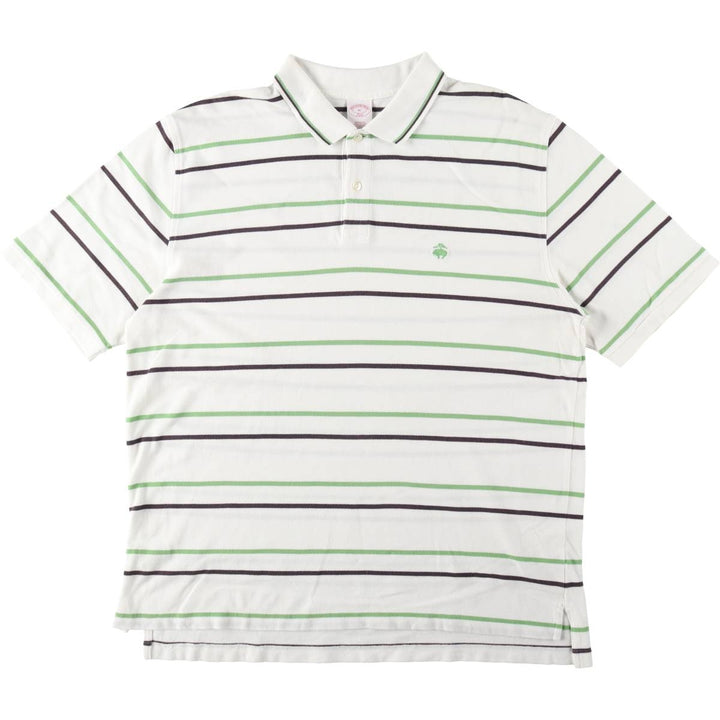 Brooks Brothers 346 Multi-Stripe Short-Sleeve Polo Shirt, Men's Size XL (approx.) cotton white type Vintage Second Hand