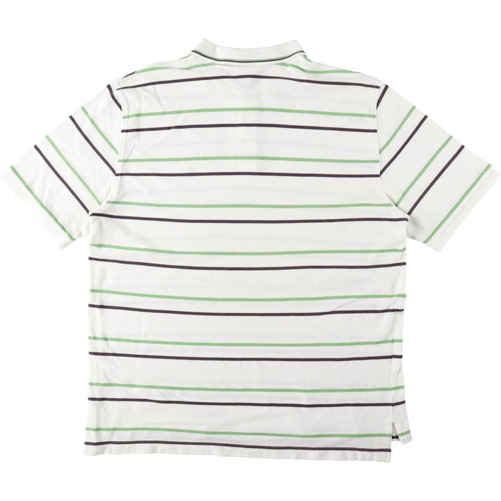 Brooks Brothers 346 Multi-Stripe Short-Sleeve Polo Shirt, Men's Size XL (approx.) cotton white type Vintage Second Hand