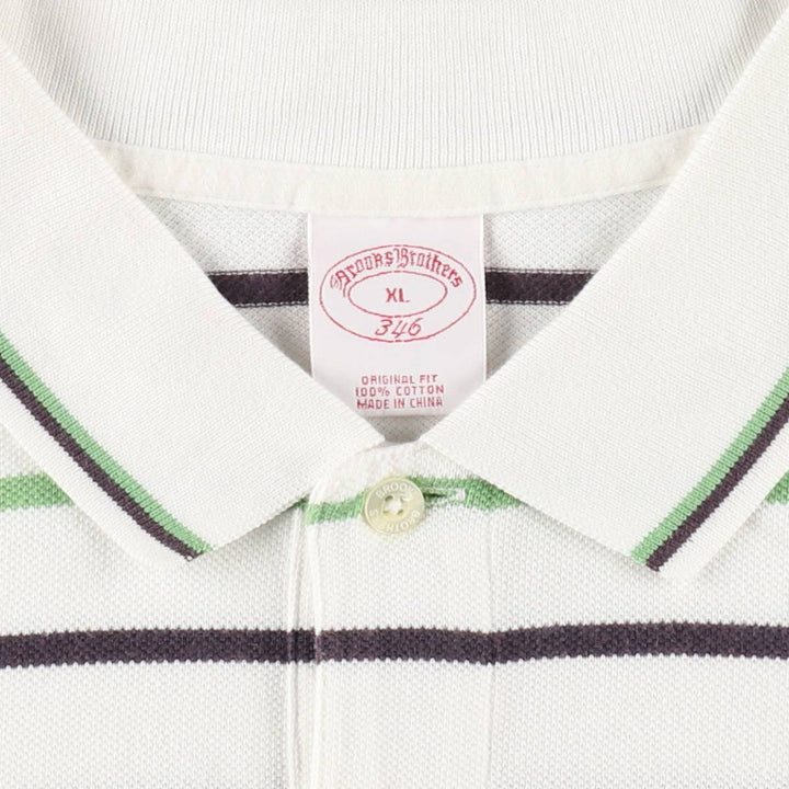 Brooks Brothers 346 Multi-Stripe Short-Sleeve Polo Shirt, Men's Size XL (approx.) cotton white type Vintage Second Hand