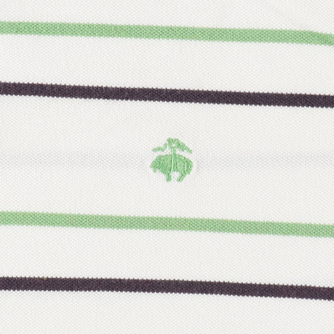 Brooks Brothers 346 Multi-Stripe Short-Sleeve Polo Shirt, Men's Size XL (approx.) cotton white type Vintage Second Hand