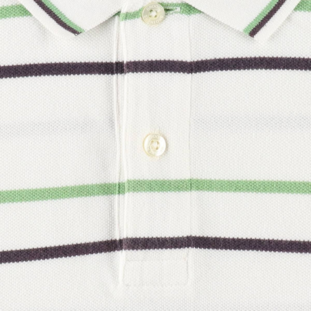 Brooks Brothers 346 Multi-Stripe Short-Sleeve Polo Shirt, Men's Size XL (approx.) cotton white type Vintage Second Hand