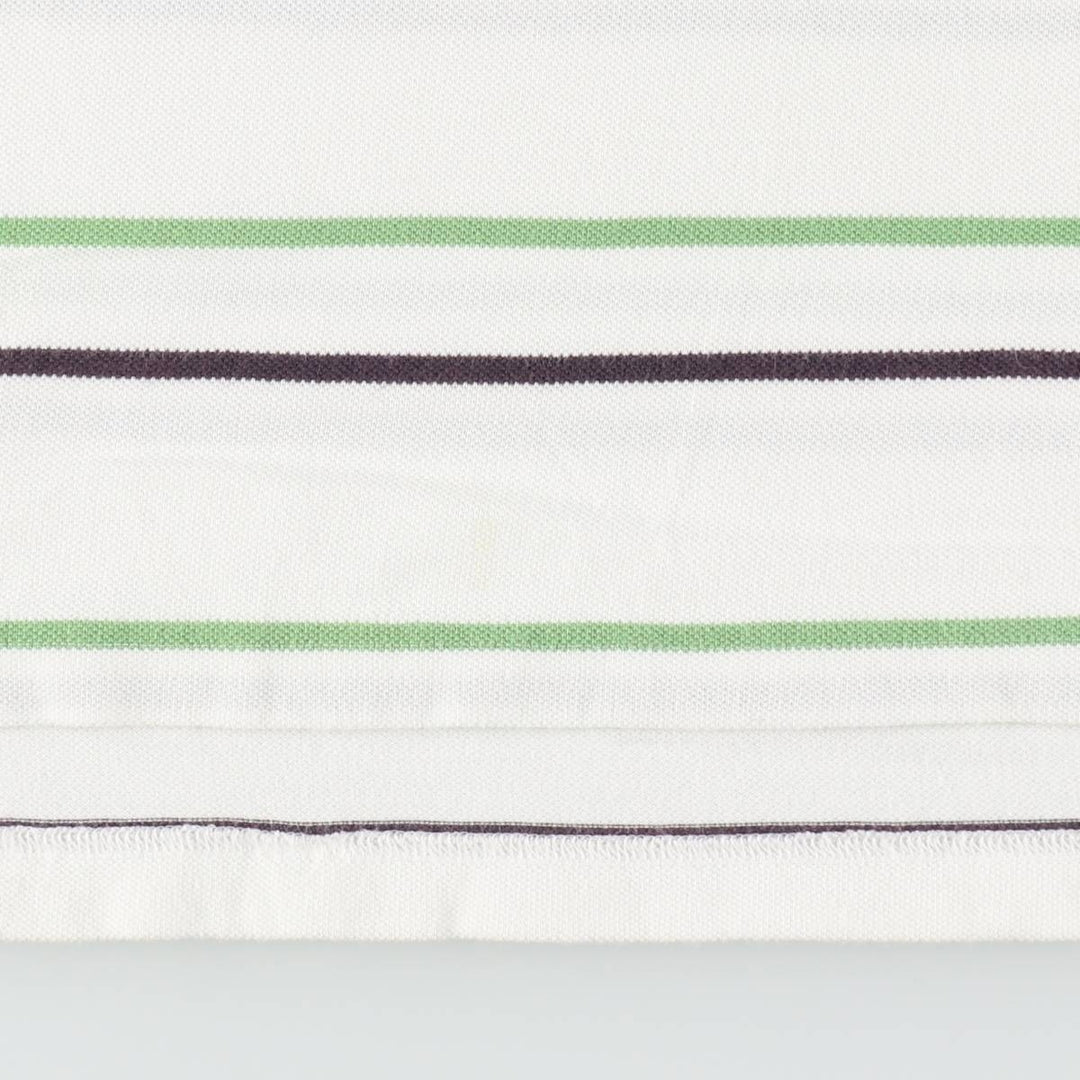 Brooks Brothers 346 Multi-Stripe Short-Sleeve Polo Shirt, Men's Size XL (approx.) cotton white type Vintage Second Hand