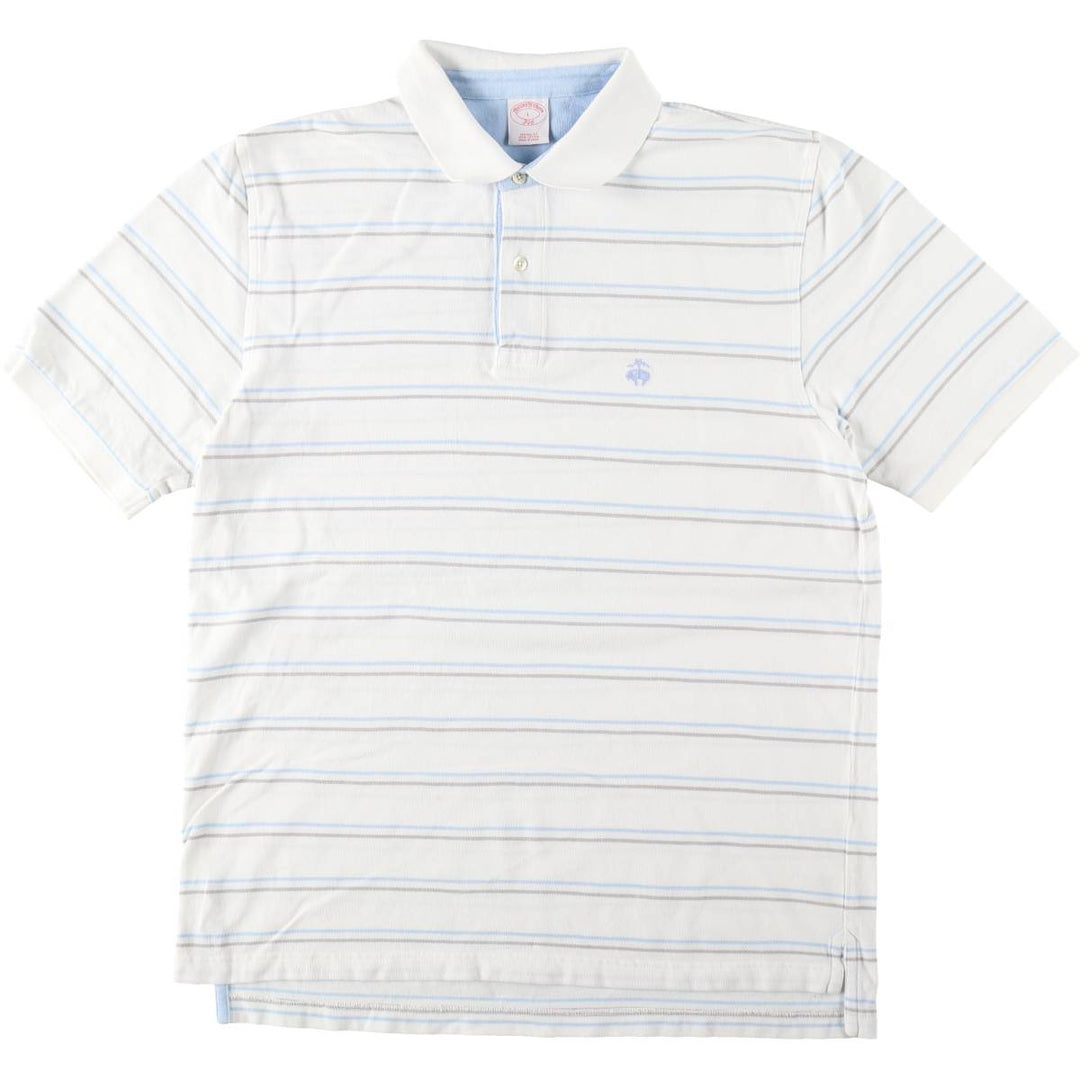 Brooks Brothers 346 Multi-Stripe Short-Sleeve Polo Shirt, Men's Size L (approx.) cotton white type Vintage Second Hand