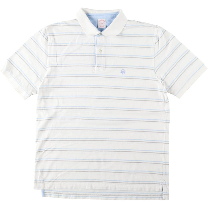 Brooks Brothers 346 Multi-Stripe Short-Sleeve Polo Shirt, Men's Size L (approx.) cotton white type Vintage Second Hand