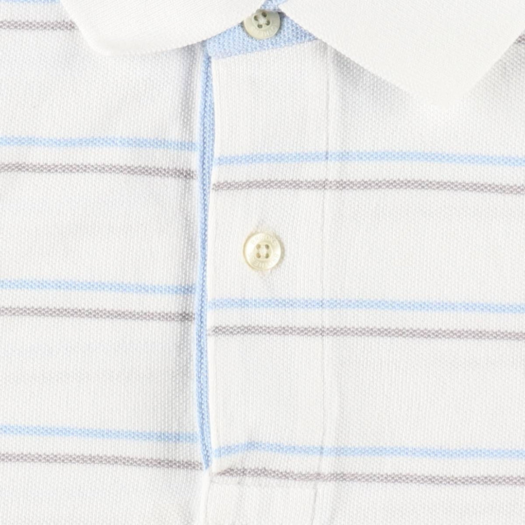 Brooks Brothers 346 Multi-Stripe Short-Sleeve Polo Shirt, Men's Size L (approx.) cotton white type Vintage Second Hand