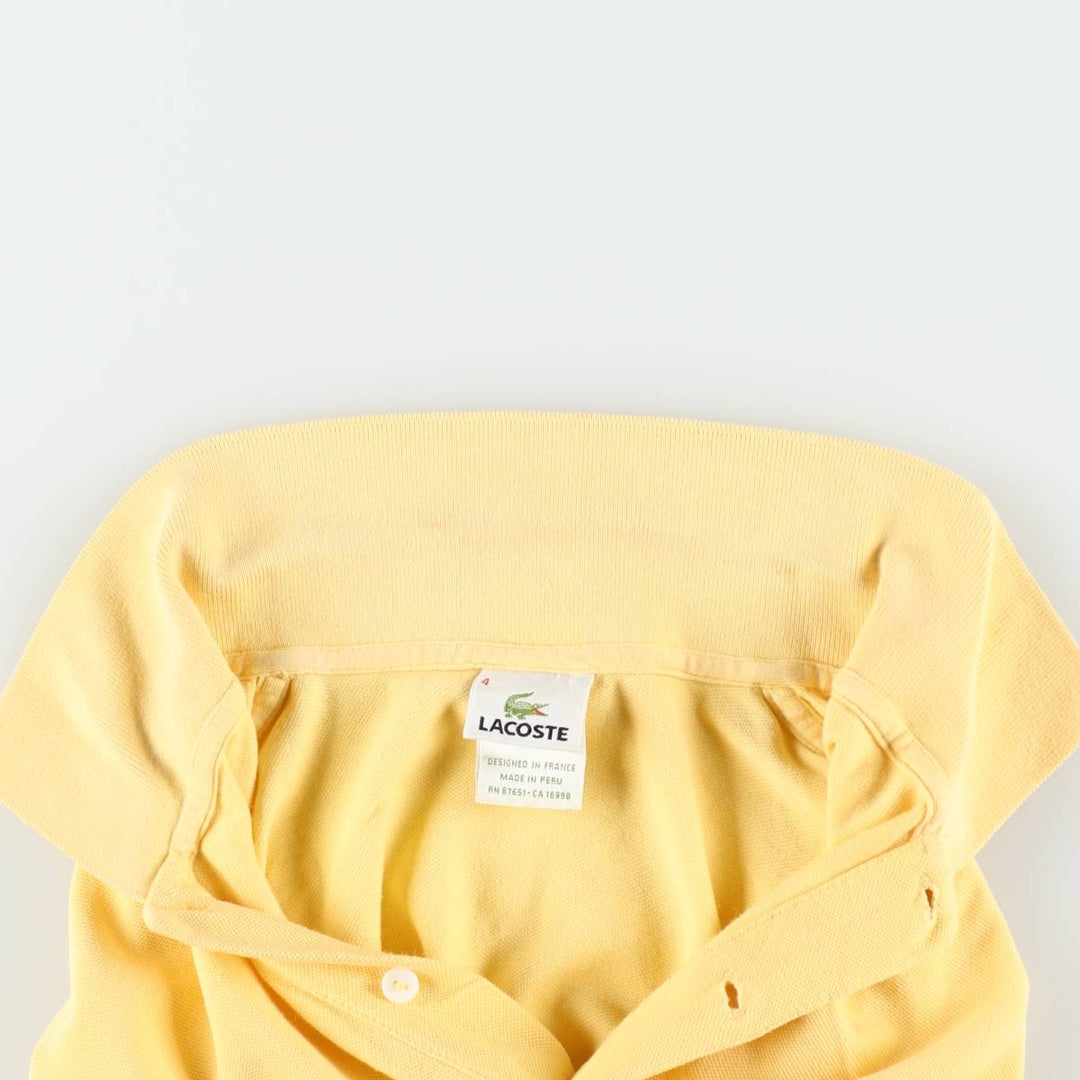 Lacoste LACOSTE French design short sleeve polo shirt size 4, men's M size cotton yellow type Vintage Second Hand
