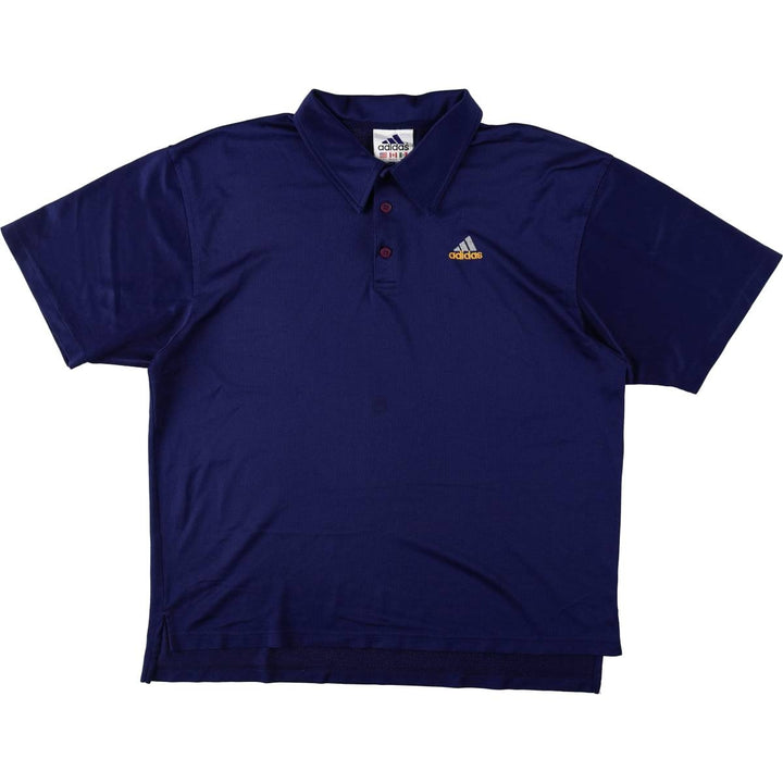 90'S Adidas short-sleeved polo shirt, men's size L equivalent, vintage. polyester navy blue type Vintage Second Hand