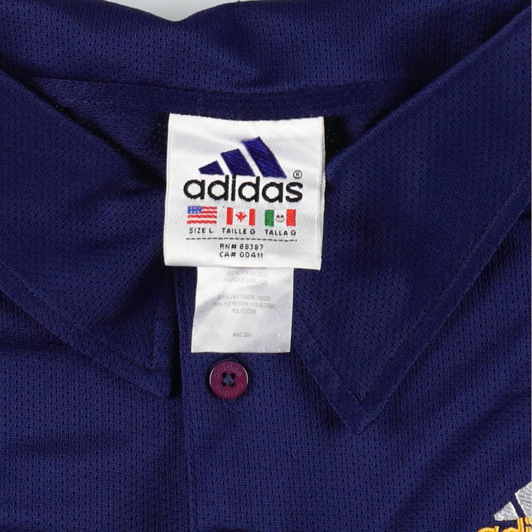 90'S Adidas short-sleeved polo shirt, men's size L equivalent, vintage. polyester navy blue type Vintage Second Hand