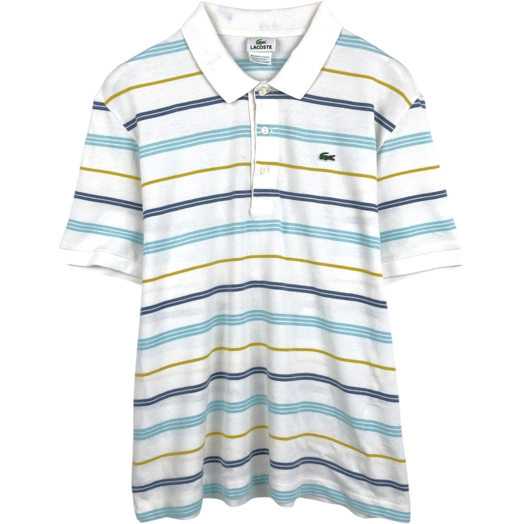 Lacoste Multi-stripe Short-Sleeve Polo Shirt, Size 6 (Men's XL equivalent) cotton white type Vintage Second Hand
