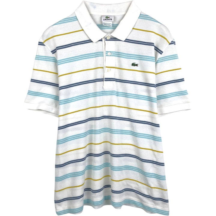 Lacoste Multi-stripe Short-Sleeve Polo Shirt, Size 6 (Men's XL equivalent) cotton white type Vintage Second Hand