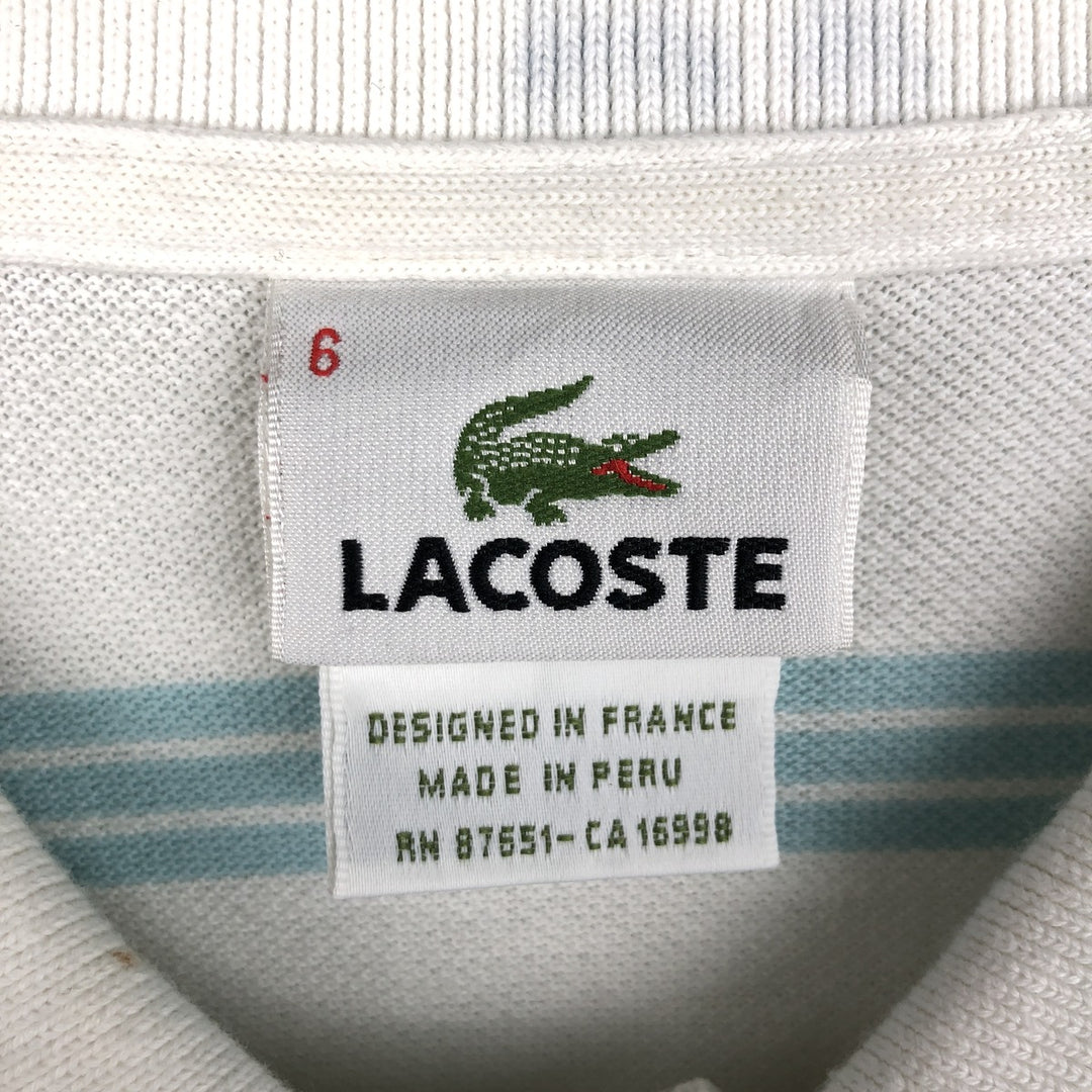 Lacoste Multi-stripe Short-Sleeve Polo Shirt, Size 6 (Men's XL equivalent) cotton white type Vintage Second Hand