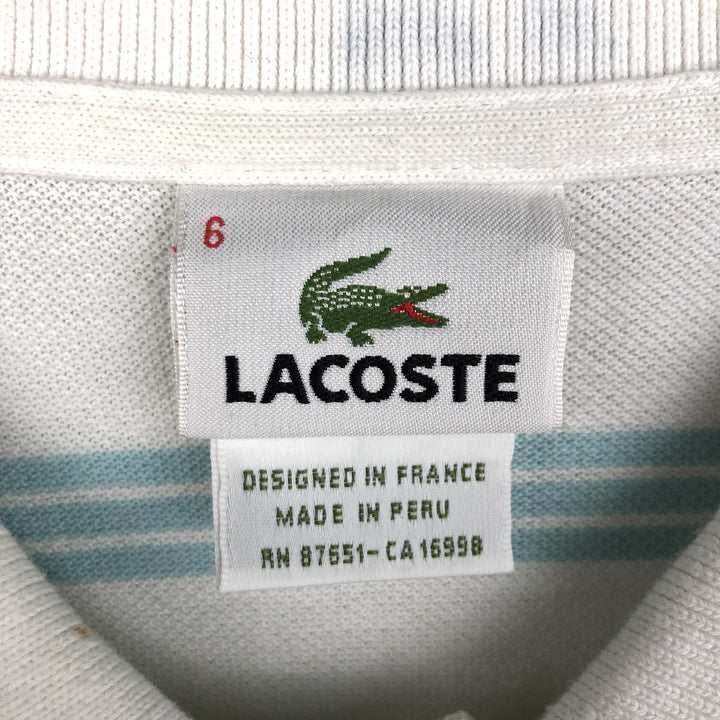 Lacoste Multi-stripe Short-Sleeve Polo Shirt, Size 6 (Men's XL equivalent) cotton white type Vintage Second Hand