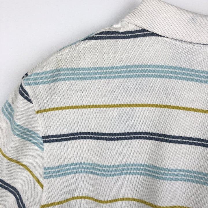 Lacoste Multi-stripe Short-Sleeve Polo Shirt, Size 6 (Men's XL equivalent) cotton white type Vintage Second Hand