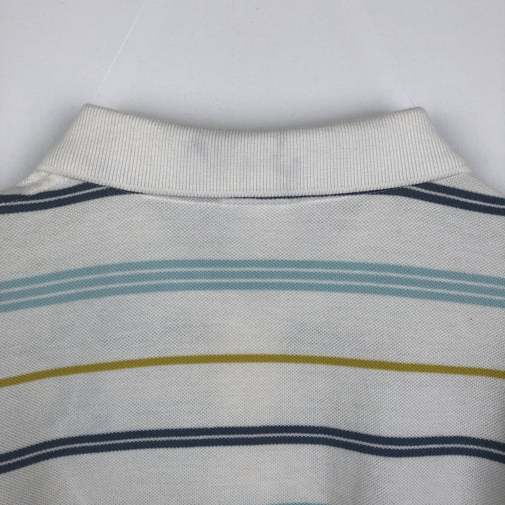 Lacoste Multi-stripe Short-Sleeve Polo Shirt, Size 6 (Men's XL equivalent) cotton white type Vintage Second Hand
