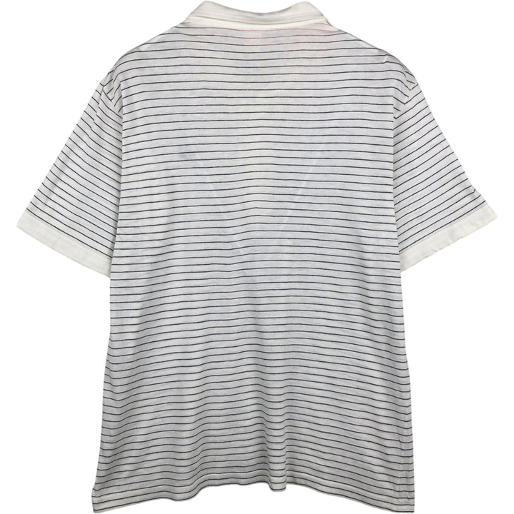 90'S Adidas short-sleeved striped polo shirt, men's size XL equivalent, vintage. unclear white type Vintage Second Hand