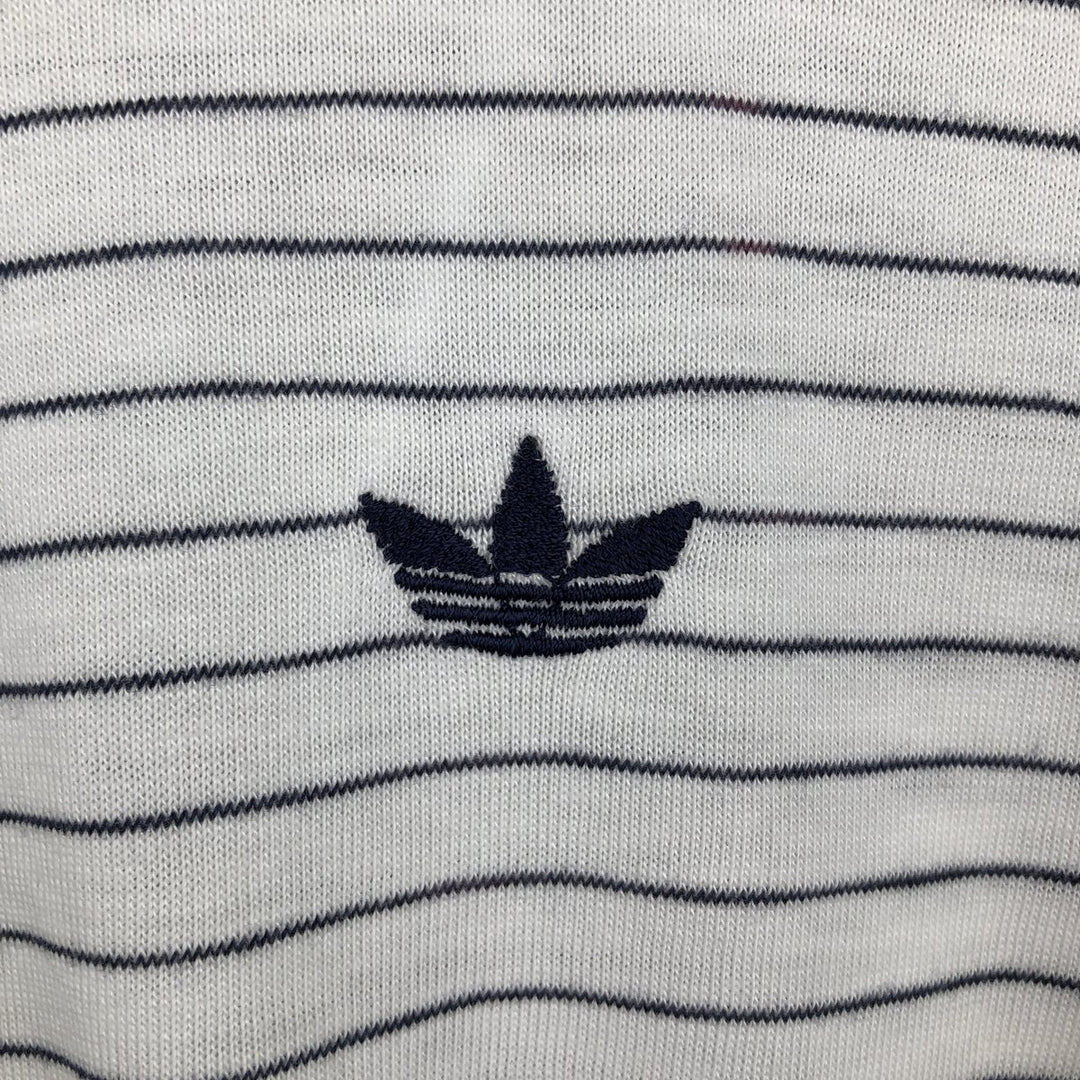 90'S Adidas short-sleeved striped polo shirt, men's size XL equivalent, vintage. unclear white type Vintage Second Hand