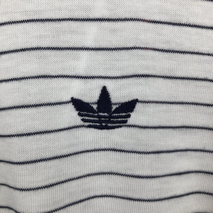 90'S Adidas short-sleeved striped polo shirt, men's size XL equivalent, vintage. unclear white type Vintage Second Hand