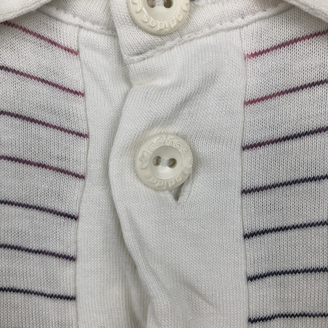 90'S Adidas short-sleeved striped polo shirt, men's size XL equivalent, vintage. unclear white type Vintage Second Hand