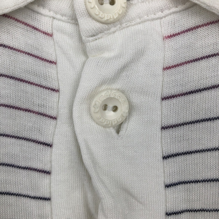 90'S Adidas short-sleeved striped polo shirt, men's size XL equivalent, vintage. unclear white type Vintage Second Hand