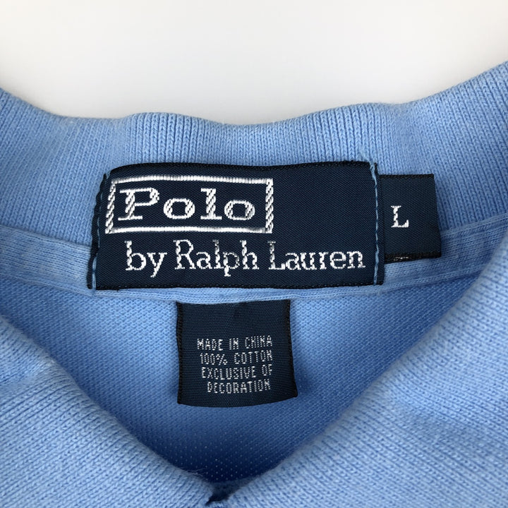 Ralph Lauren POLO by Ralph Lauren short sleeve polo shirt, men's size L cotton Blue type light blue Vintage Second Hand