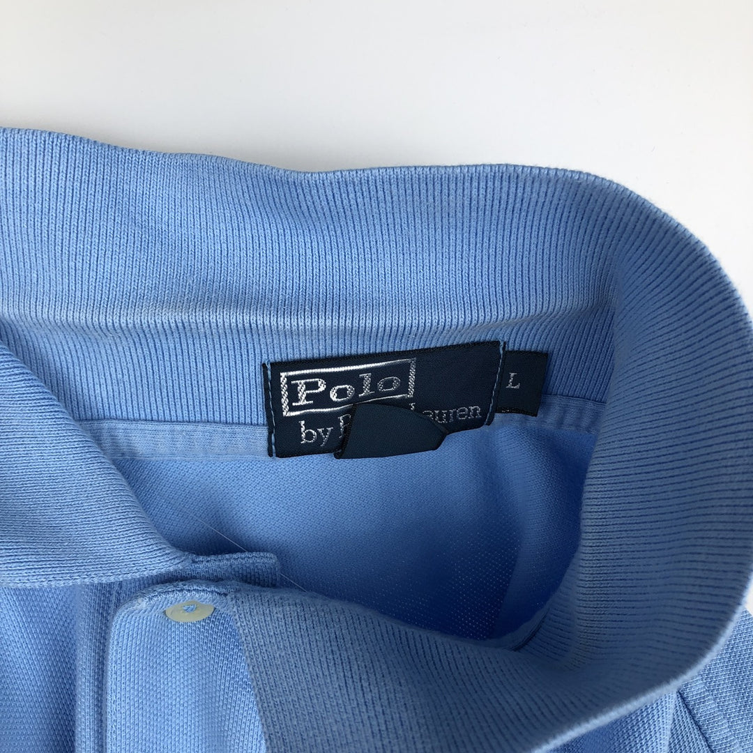 Ralph Lauren POLO by Ralph Lauren short sleeve polo shirt, men's size L cotton Blue type light blue Vintage Second Hand