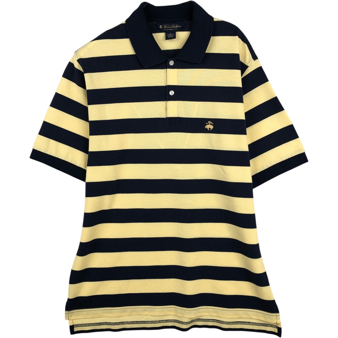 Brooks Brothers Est.1818 Short-Sleeve Striped Polo Shirt, Men's Size M (approx.) cotton yellow type Vintage Second Hand