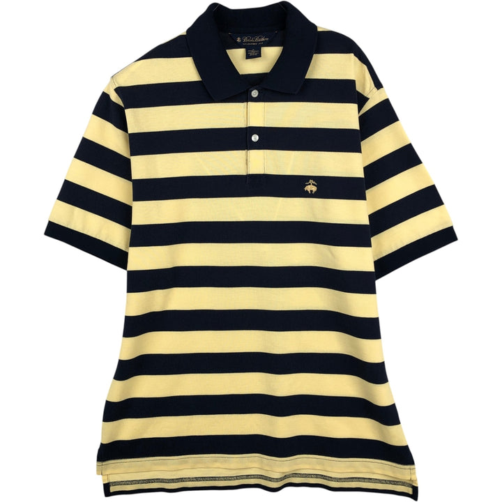 Brooks Brothers Est.1818 Short-Sleeve Striped Polo Shirt, Men's Size M (approx.) cotton yellow type Vintage Second Hand