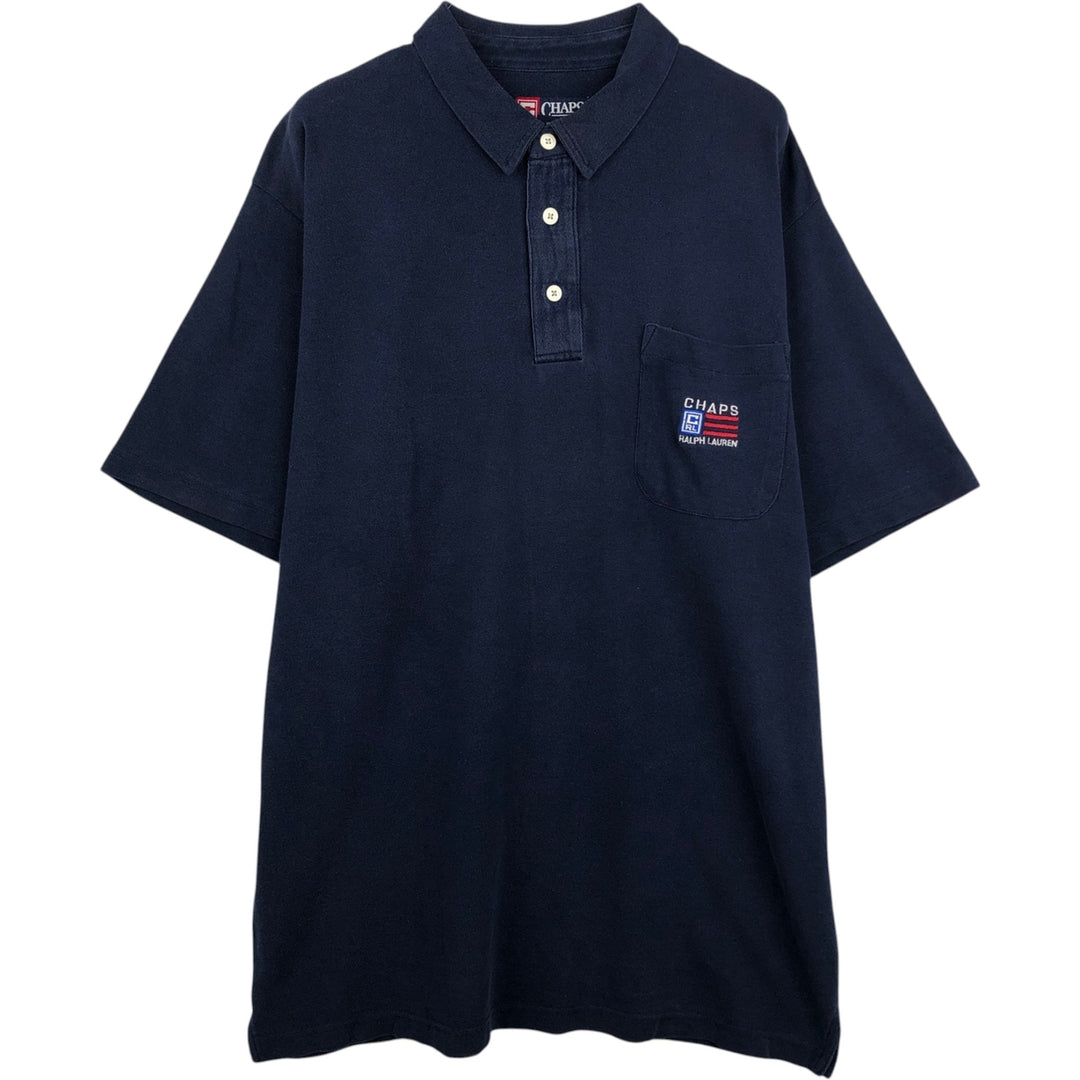 Ralph Lauren CHAPS Short-Sleeve Polo Shirt, Men's Size XL (approx.) cotton navy blue type Vintage Second Hand